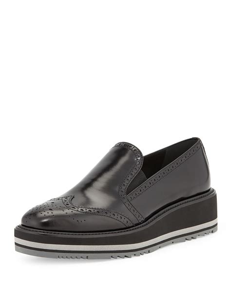 Prada Platform Leather Wingtip Creeper 